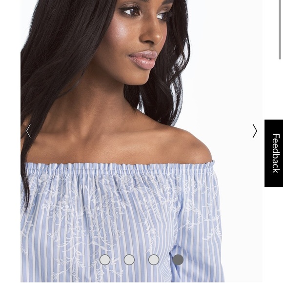 WHBM blue & white striped off shoulder top - Picture 4 of 13